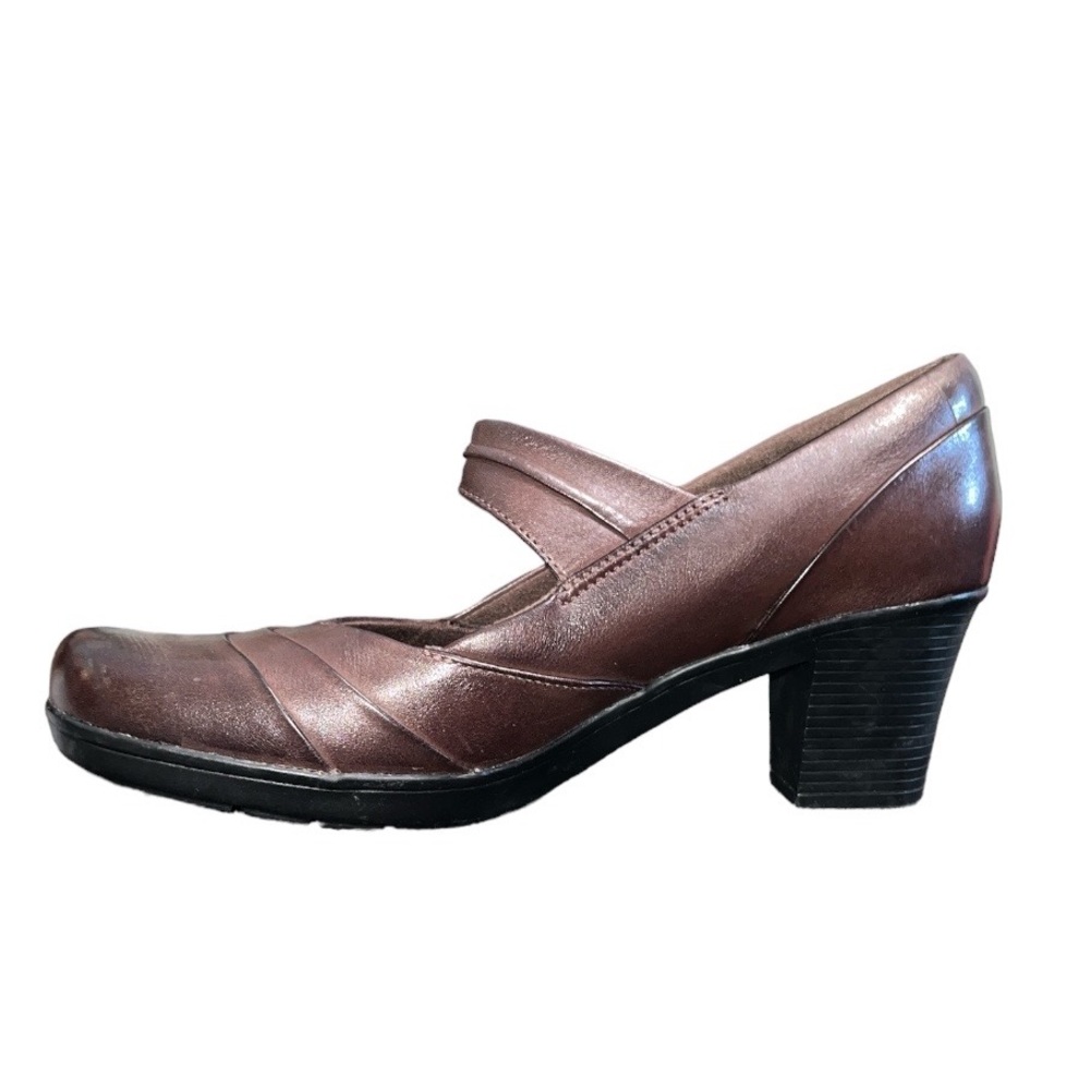 Clarks Bendables Artisan Scheme Day Mary Jane Leather Pump Brown Sz: 11M - Picture 9 of 15